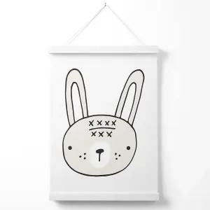 Cute Beige Rabbit Scandi Animal Poster with Hanger / 33cm / White