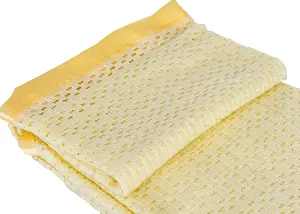 Just So Home Lightweight 100% Acrylic Cellular Blanket (King 260 x 230cm, Lemon)