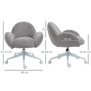 HOMCOM Fluffy Leisure Chair Office Chair with Backrest Armrest Wheels Grey