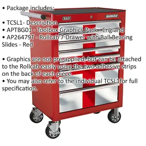 Portable 7 Drawer Tool Chest with Lock - Mobile Storage Solution