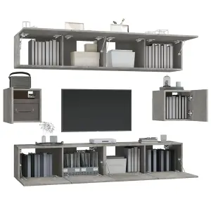 Berkfield 6 Piece TV Cabinet Set Concrete Grey Engineered Wood