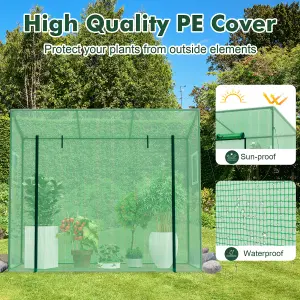 Costway 200 x 77 x 169 cm Mini Greenhouse Outdoor Walk-in Greenhouse w/ PE Cover Garden Warm House