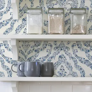 NuWallpaper NUS3547 Guildford Peel & Stick Wallpaper, Blue