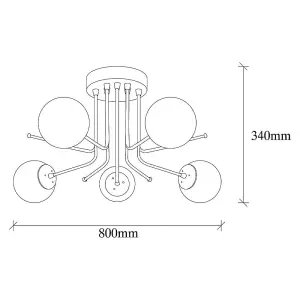 Luminosa Model 12 Deco 5-light Ceiling Lamp Black