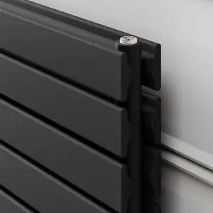 Porter Black Horizontal Double Flat Panel Radiator (W)1200mm x (H)612mm