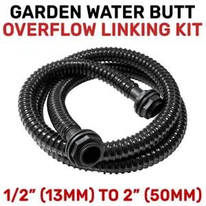 Waterbutt/rain barrel LINKING kit,2m of 1" flexi hose with two hosetails with nut and washer (REQUIRES 33mm HOLES)