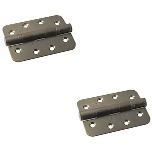 2 PACK - PAIR Grade 13 Heavy Duty Ball Bearing P Hinge - RADIUS 107 x 77mm Antique Brass