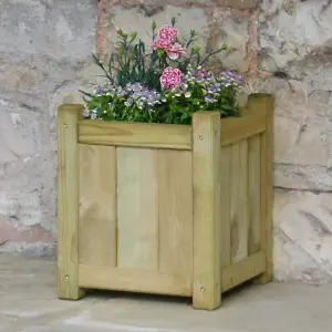 Zest Holywell Small Wooden Square Garden Planters Flowers