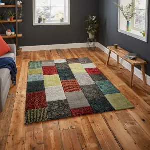 Handmade Geometric Grey/Multi Rug-120cm X 170cm