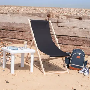 Harbour Housewares - Folding Wooden Beach Chair - Black