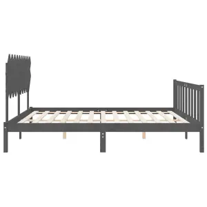 Berkfield Bed Frame with Headboard Grey 200x200 cm Solid Wood