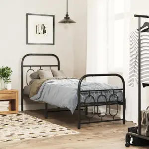 Berkfield Metal Bed Frame without Mattress with Footboard Black 75x190cm