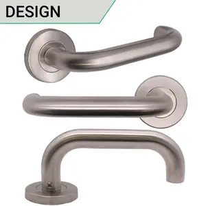 AFIT Satin Stainless Steel Return To Door Lever on Rose Handle Kit - Euro Cylinder Keyed Alike Set 57mm Backset