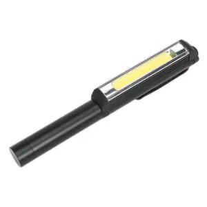 Sealey Aluminium Pen Light Lamp 3W COB LED 280lm 162mm Long Hands Free LED125