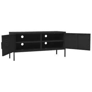 Berkfield TV Cabinet Black 105x35x50 cm Steel