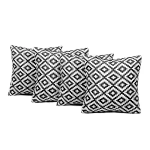 4 Pack Geometric Cushion Cover Filled Water Resistant Outdoor Garden