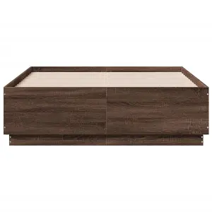 Berkfield Bed Frame without Mattress Brown Oak 140x190 cm