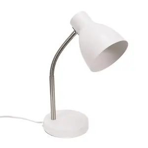 ValueLights Keela White Adjustable Flexi Neck Desk Lamp Task Reading Light for Living Room office - LED Bulb Included