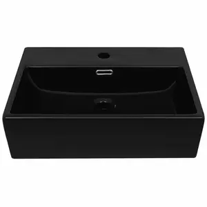 Union Rustic Cool 515mm L x 385mm W Black Ceramic Rectangular Sink with Overflow 60.5 x 42.5 x 14.5 mm