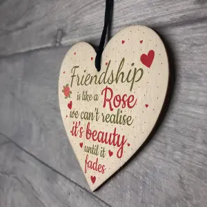 Red Ocean Friendship Gift Best Friend Wooden Heart Sign Thank You Birthday Goodbye Shabby Chic Plaque