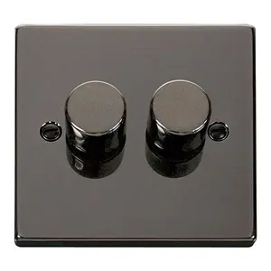 Black Nickel 2 Gang 2 Way LED 100W Trailing Edge Dimmer Light Switch - SE Home