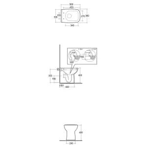 RAK Origin Compact Square Back to Wall Toilet WC Pan with Soft Close Slimline Sandwich Seat