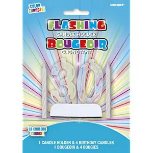 Unique Party Birthday Candles With Milestone Number Shaped Flashing Holder 30 (One Size)