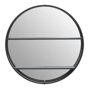 Interiors by Premier Avento Black Shelved Wall Mirror