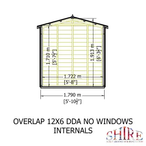 Shire 12x6 Overlap Double Door Apex Shed No windows