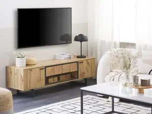 Beliani Rustic TV Stand Light Wood BOISO