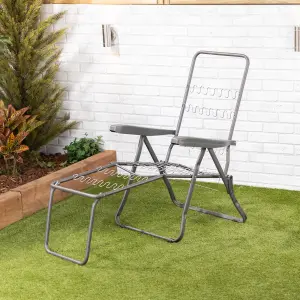 Alfresia Garden Sun Lounger - Charcoal Frame with Grey Luxury Cushion