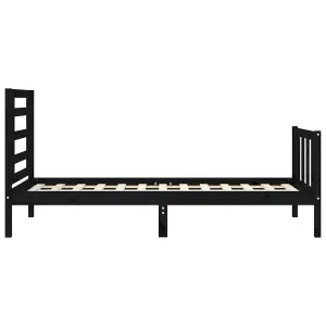 Berkfield Bed Frame with Headboard Black 100x200 cm Solid Wood