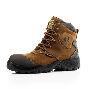 Buckbootz BSH012 Bang Guardz Waterproof Safety Work Boots Brown (Sizes 6-13)