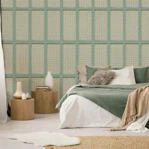 Cane Panel Wallpaper Sage Fine Decor FD42999