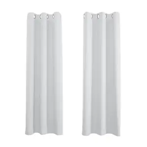 Grey Eyelet Curtains - Thermal Blackout Curtains  - 46 x 54 Inch Drop - 2 Panel