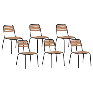 Set of 6 Garden Chairs VALLESE Acacia Wood Light Wood