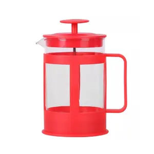 URBNLIVING 800ml Red Cafetiere Filter Coffee Tea Pot Press Brewer Maker Glass Plunger Home Kit