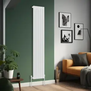 Right Radiators 1800x408 mm Vertical Single Flat Panel Designer Radiator White