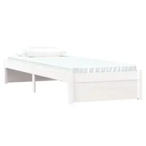 Berkfield Bed Frame White Solid Wood 75x190 cm Small Single