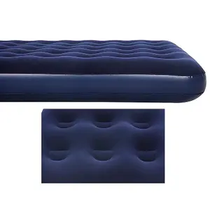 Single Blue Flocked Quick Inflation Air Bed Indoor Outdoor Mattress