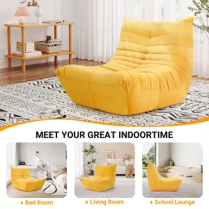 Lazy Floor Sofa Couch,  Ergonomic Design Fireside Chair, Yellow