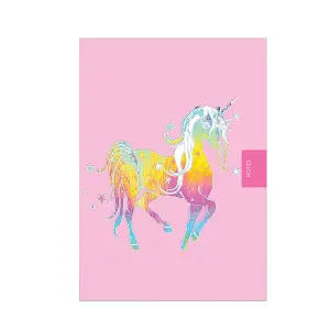 Deckled Edge Starry Mythical Unicorn Notebook Pink/Yellow/Purple (A6)