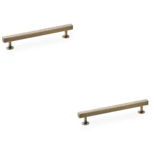 2 PACK - Straight Square Bar Pull Handle - Antique Brass 160mm Centres SOLID BRASS Drawer