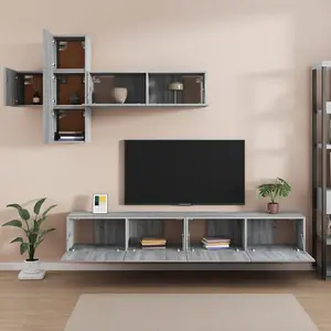 Berkfield 7 Piece TV Cabinet Set Grey Sonoma Engineered Wood