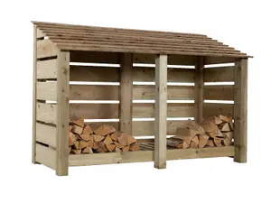 Slatted wooden log store W-187cm, H-126cm, D-88cm - natural (light green) finish