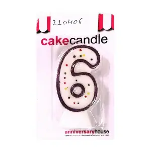 Anniversary House Polka Dot 6th Birthday Candle (Pack of 6) White/Multicoloured (One Size)