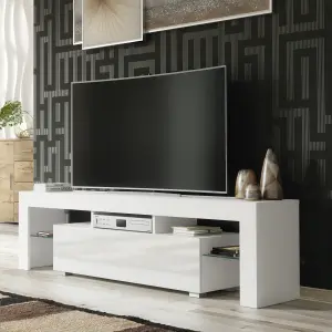 TV Unit 160cm Modern White with High Gloss Doors - Creative Furniture