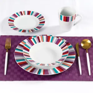 24pc Mix and Match Stripe Dinner Set