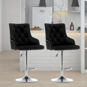 Montevallo Height Adjustable Swivel Bar Stool (Set of 2) Black