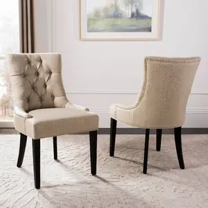 Baumgarten Upholstered Dining Chair (Set of 2) Ecru / Espresso